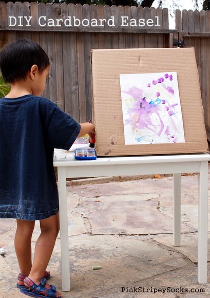 DIY Kids' Cardboard Art Easel